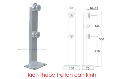 Kích thước trụ lan can kính theo tiêu chuẩn là bao nhiêu?